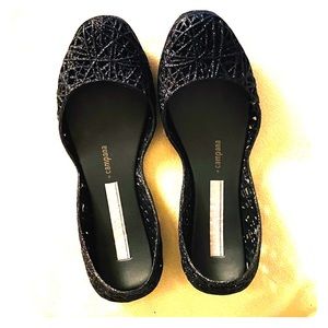 Melissa & Campana Black Glitter Flats
